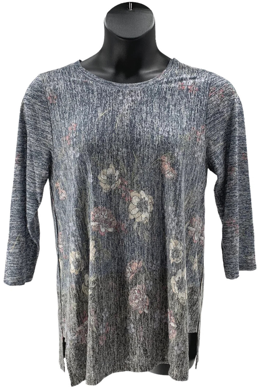 B Collection by Bobeau Border Side Panel Tunic Top Blue - Regular